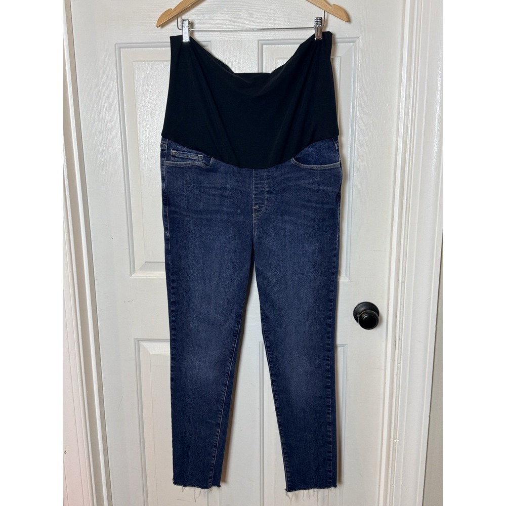Good American Maternity Jeans Size 18 Blue Skinny Raw Hem Stretch Denim